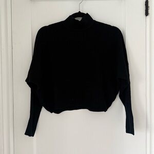 Philosophy Ribbed Mock Neck Black Sweater